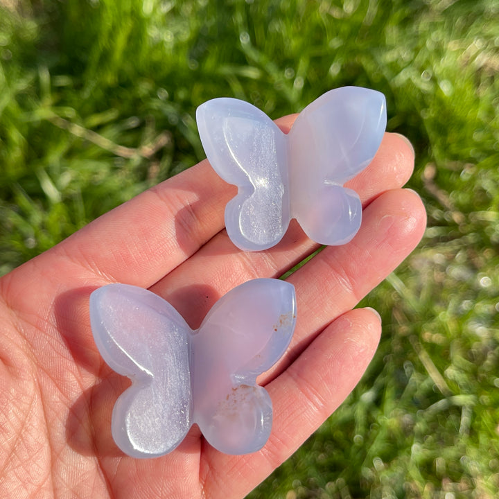 Natural Blue Chalcedony 3D Butterfly