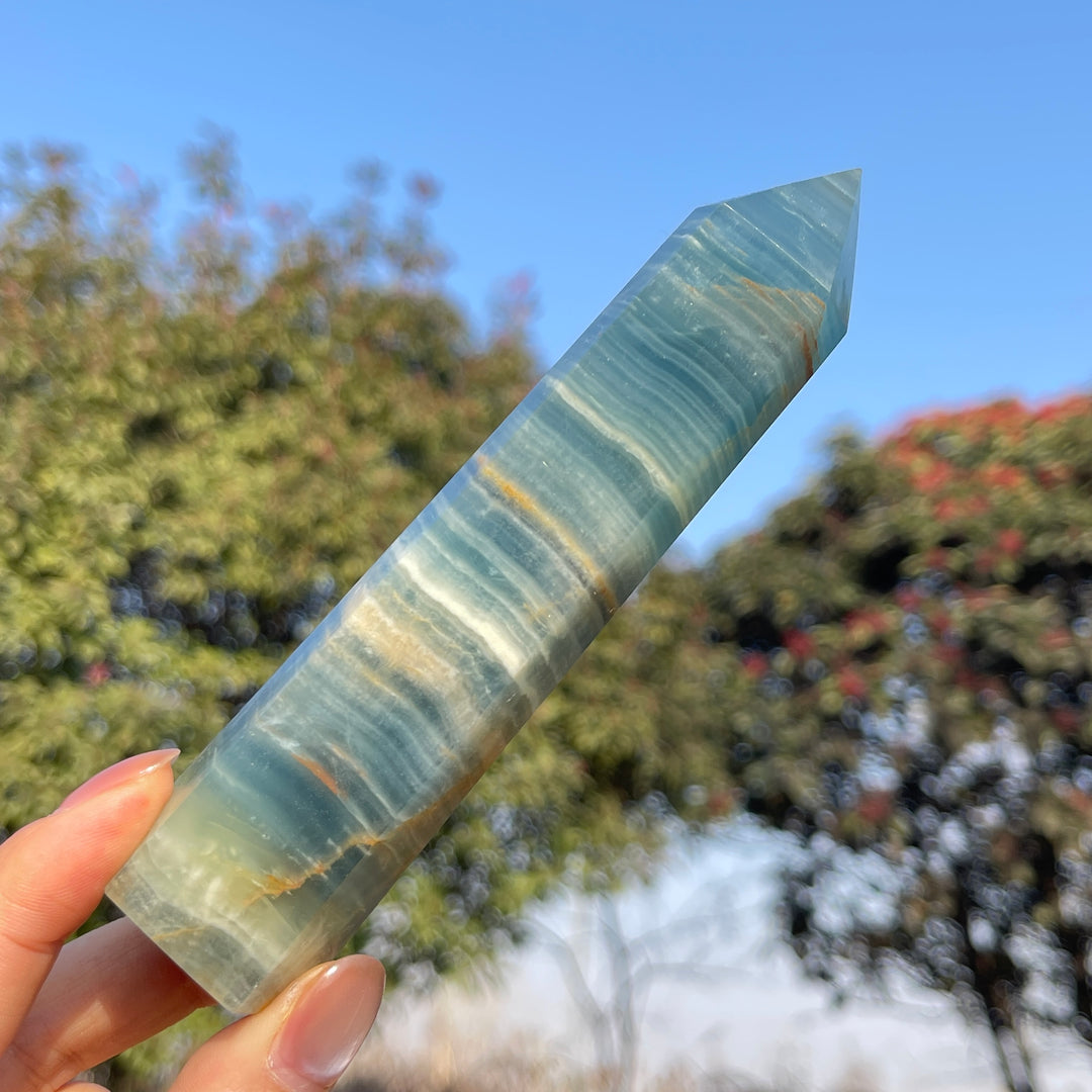 Natural Small Lemurian Aquatine Calcite Point