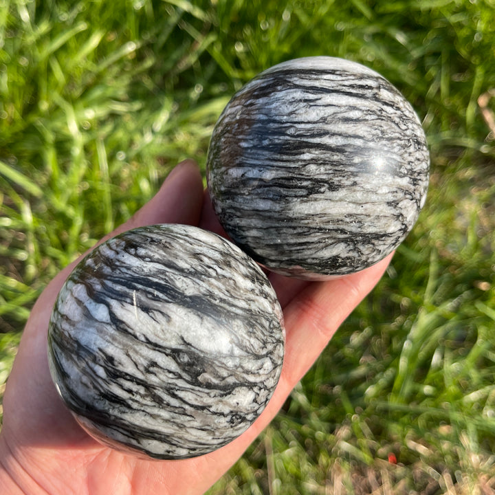 Natural Black Network Jasper Sphere