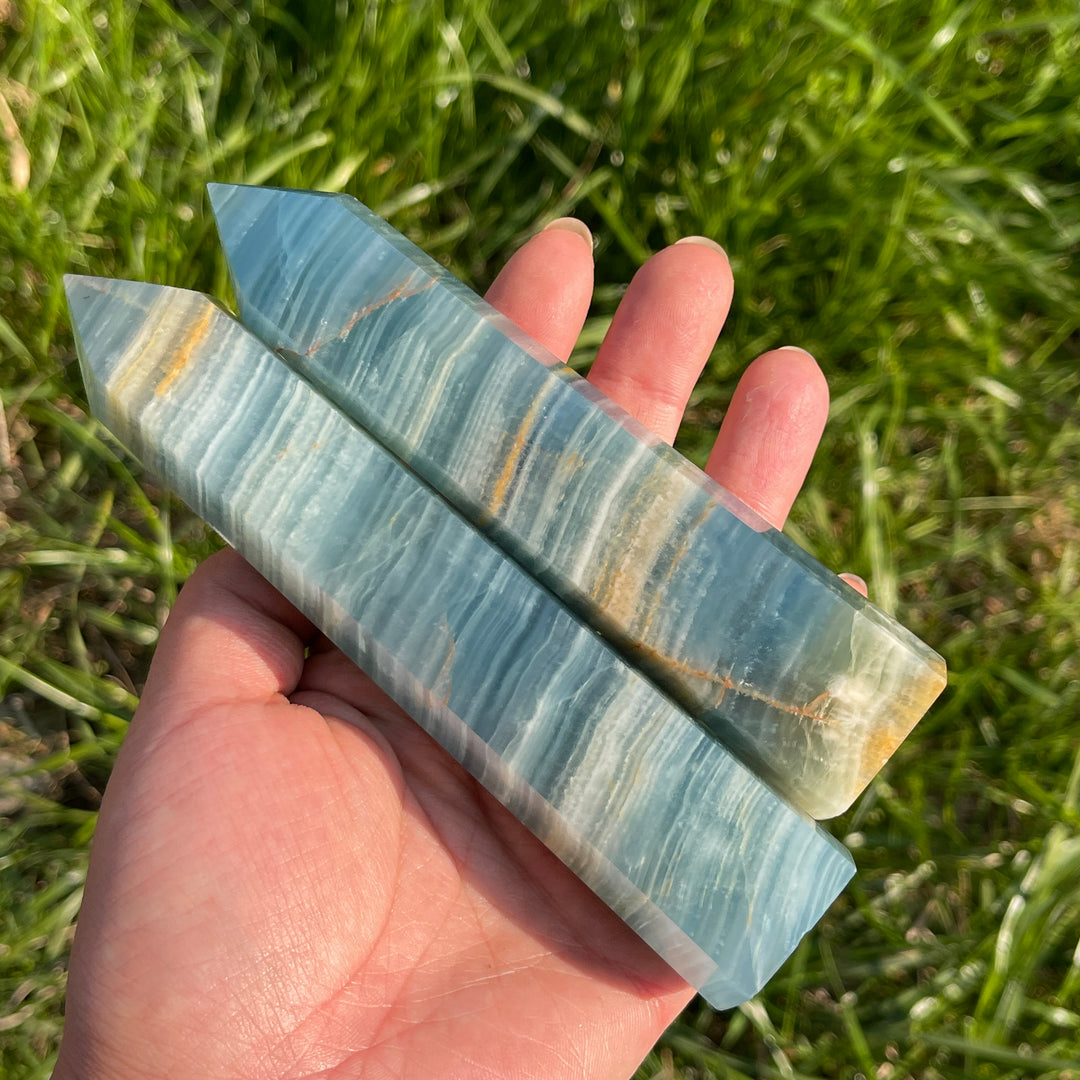 Natural Small Lemurian Aquatine Calcite Point