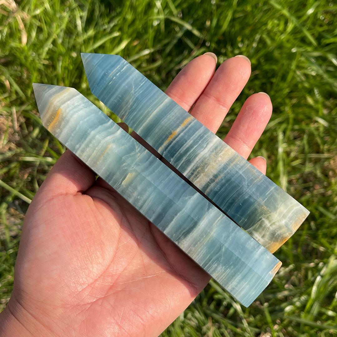 Natural Small Lemurian Aquatine Calcite Point