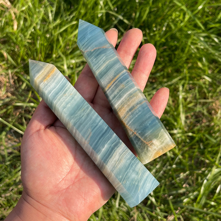 Natural Small Lemurian Aquatine Calcite Point