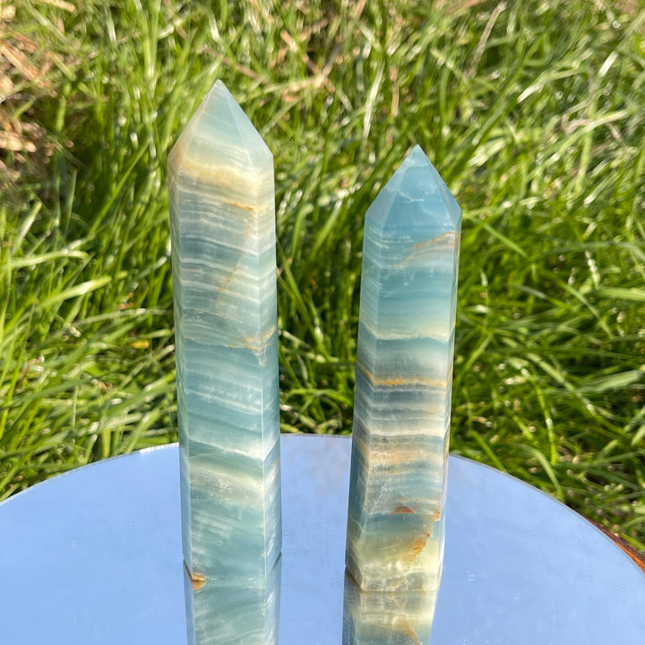 Natural Small Lemurian Aquatine Calcite Point