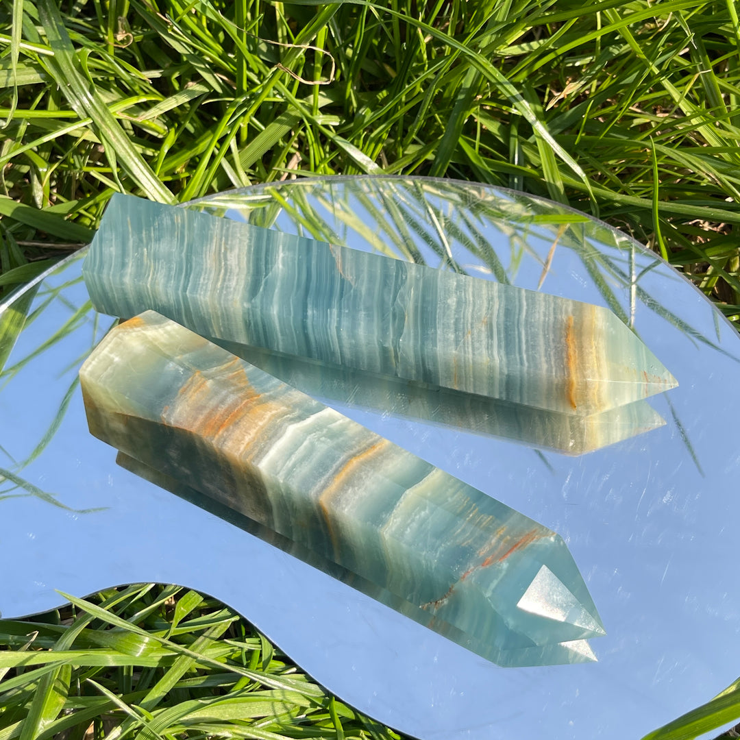 Natural Small Lemurian Aquatine Calcite Point