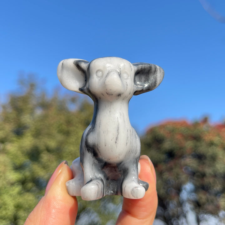 Natural Carving TaiJi Stone Chihuahua