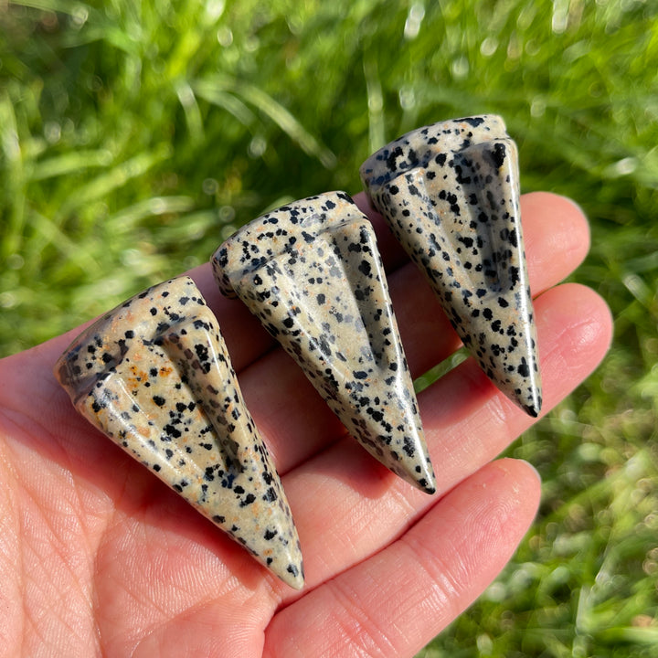 Natural Dalmatian Jasper Crow Skull