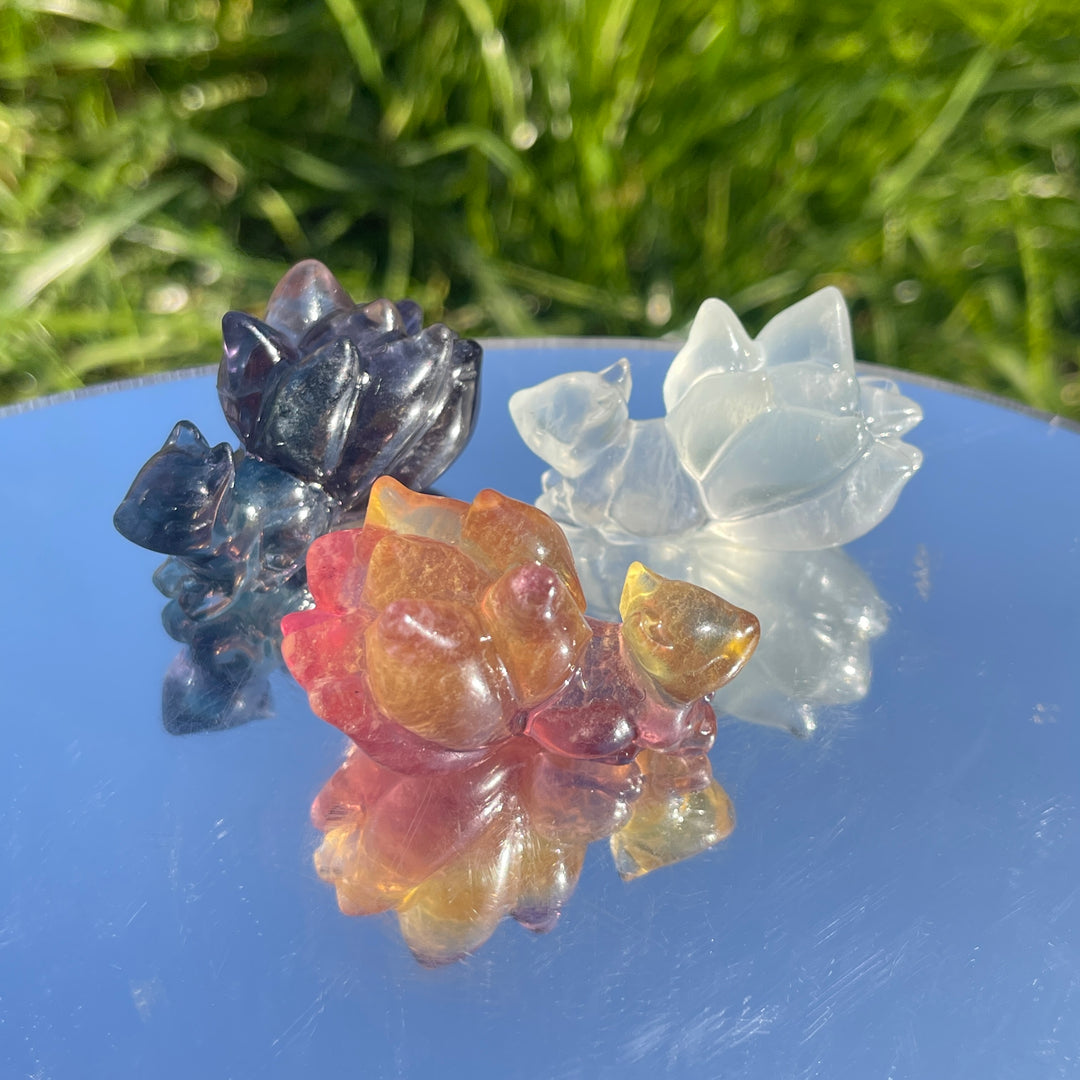 Natural Rainbow Fluorite Nine-Tailed Fox