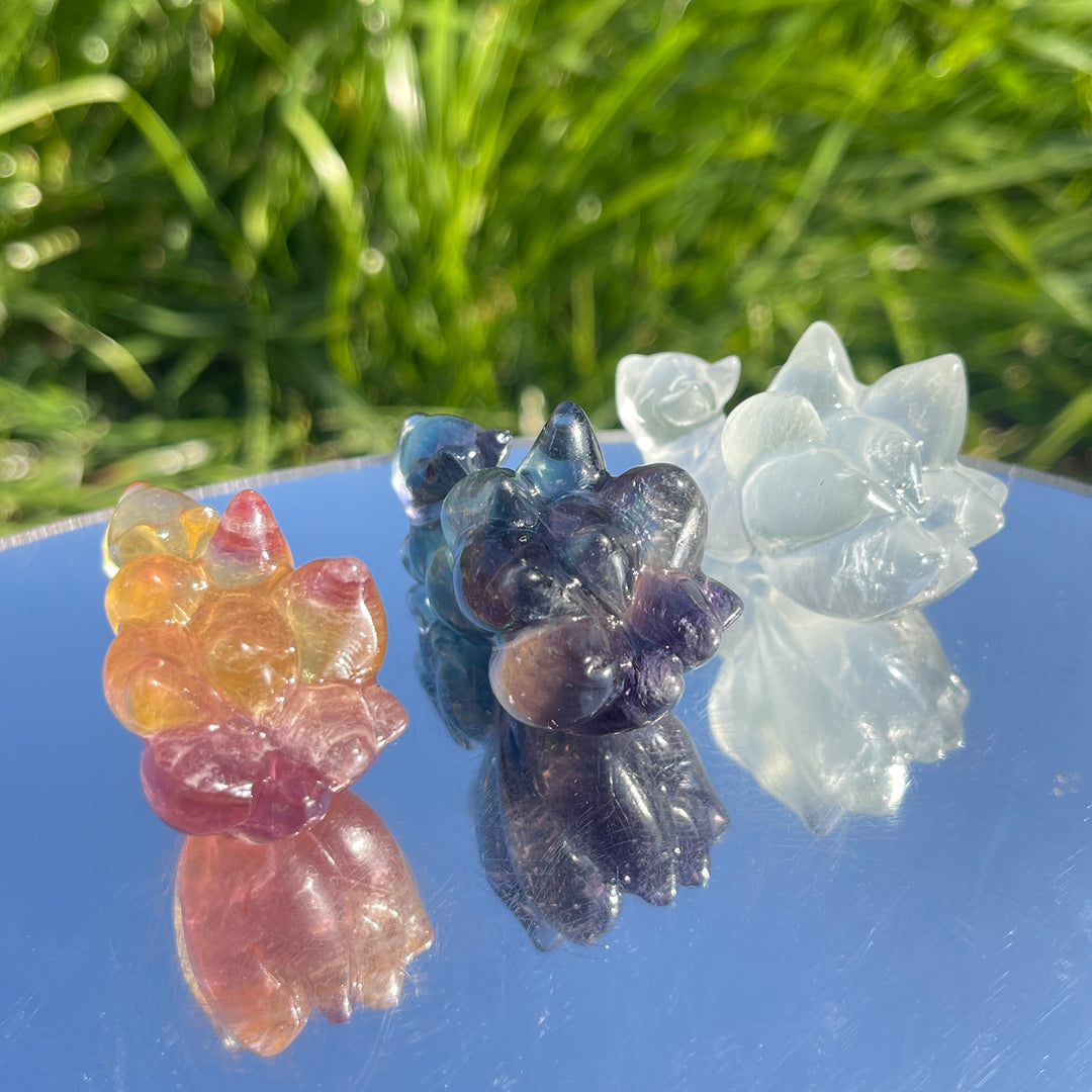 Natural Rainbow Fluorite Nine-Tailed Fox