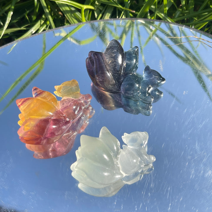 Natural Rainbow Fluorite Nine-Tailed Fox