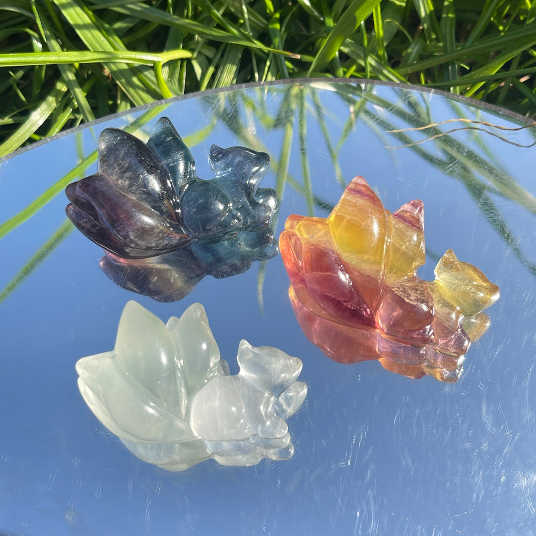 Natural Rainbow Fluorite Nine-Tailed Fox