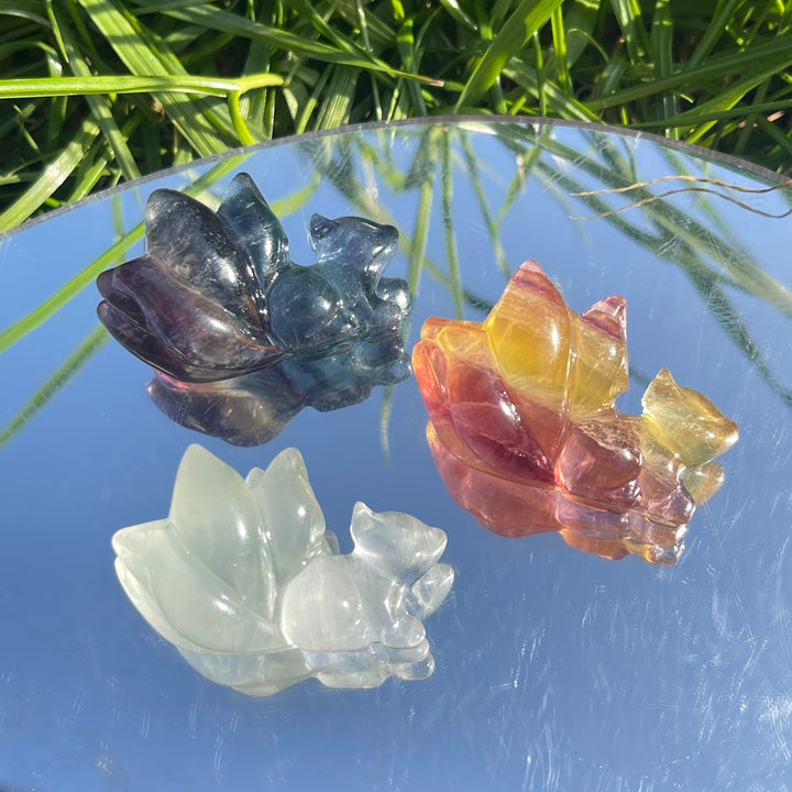 Natural Rainbow Fluorite Nine-Tailed Fox