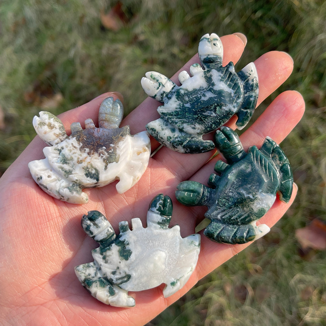 Natural Moss Agate Crab