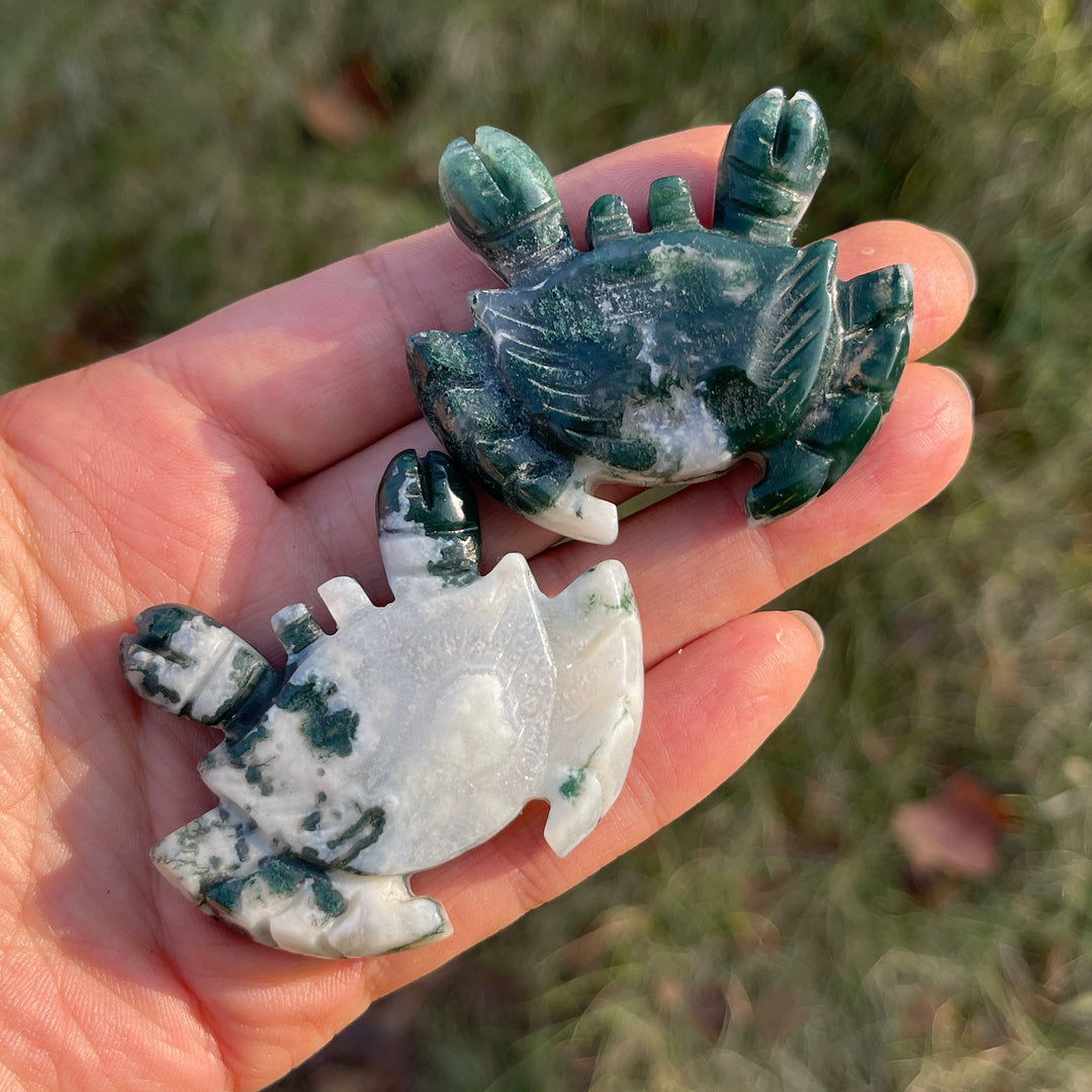 Natural Moss Agate Crab