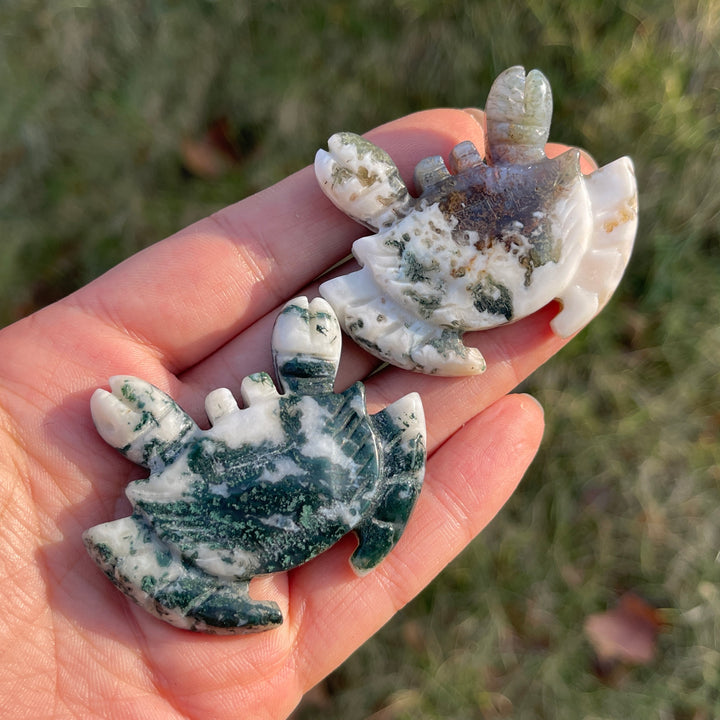 Natural Moss Agate Crab