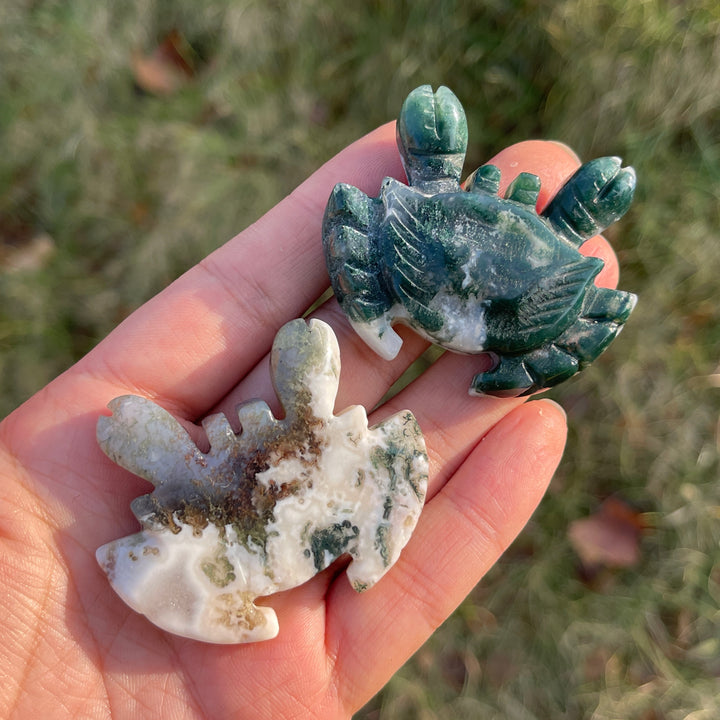 Natural Moss Agate Crab