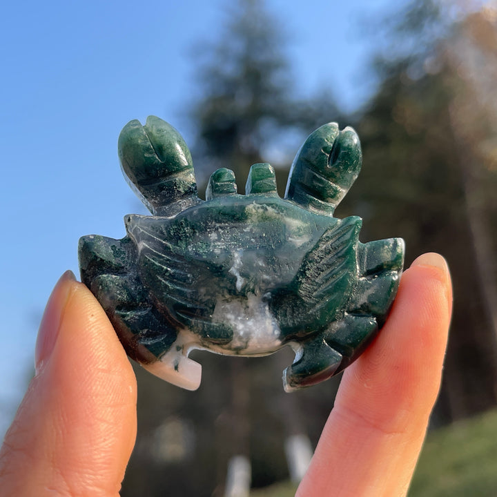 Natural Moss Agate Crab