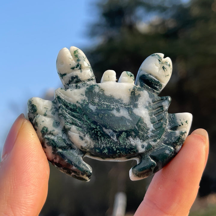 Natural Moss Agate Crab