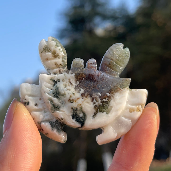 Natural Moss Agate Crab