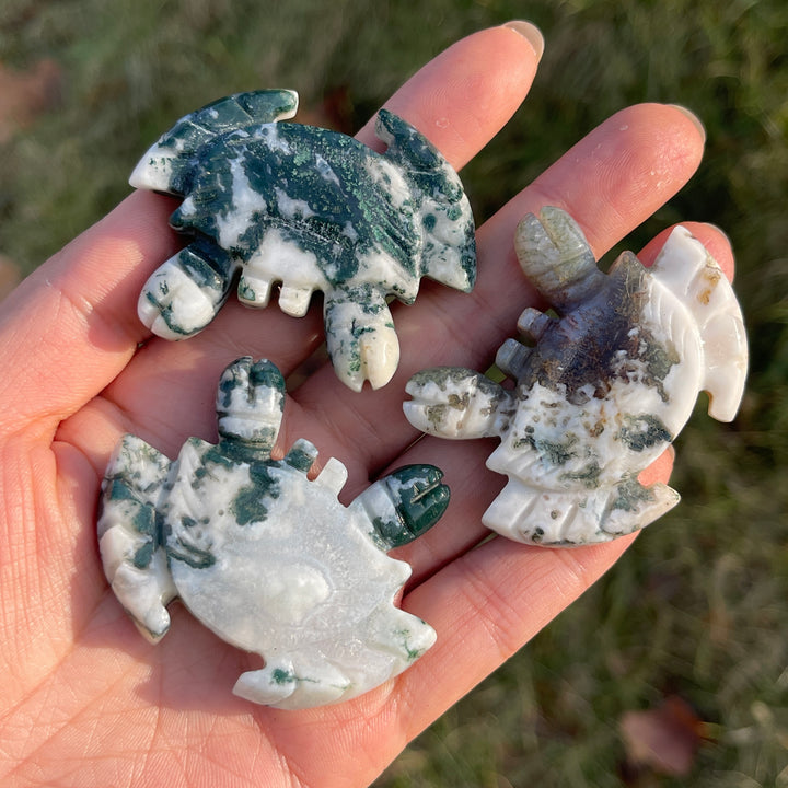 Natural Moss Agate Crab