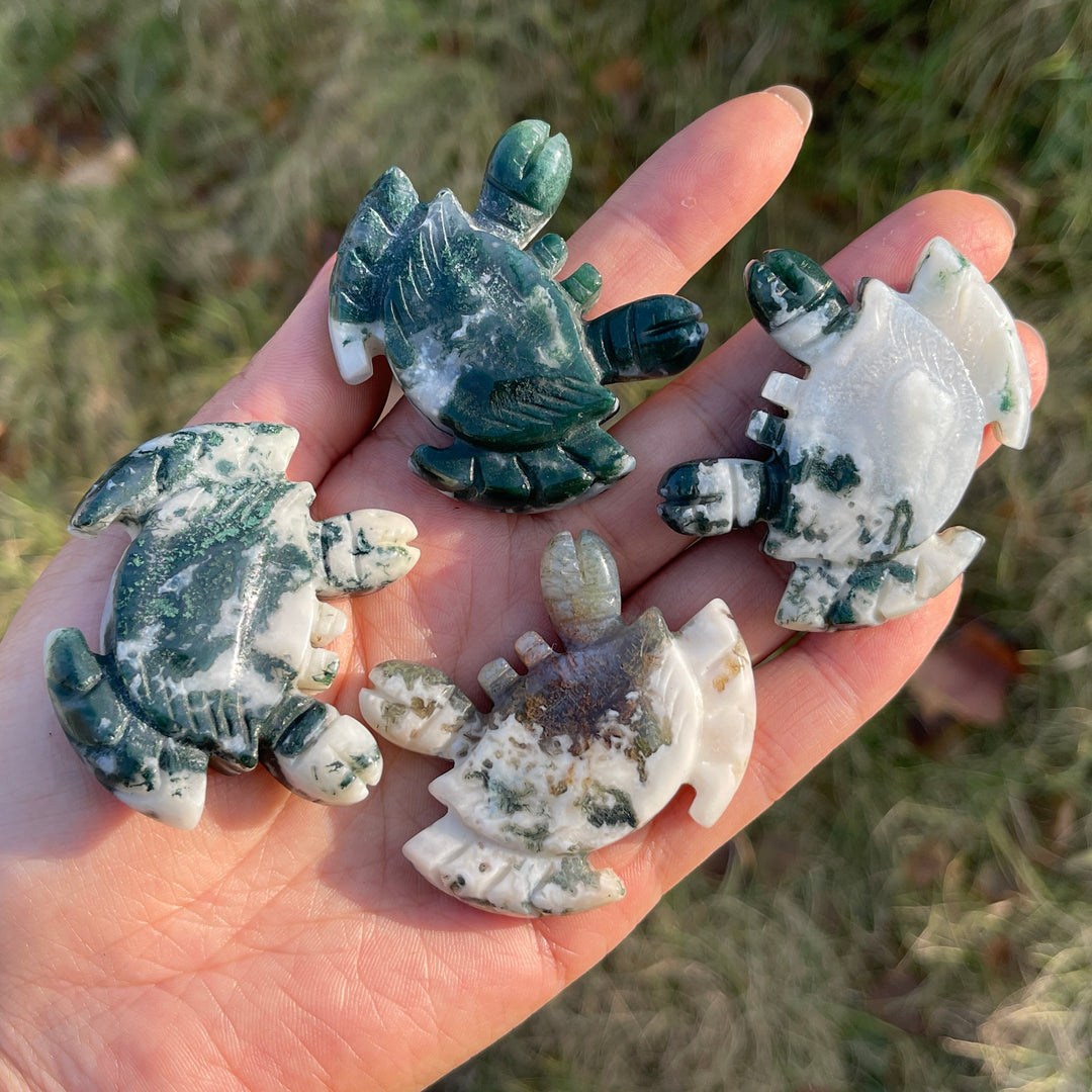 Natural Moss Agate Crab