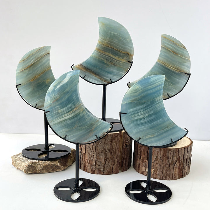 Unique, Natural Lemurian Aquatine Calcite Moon