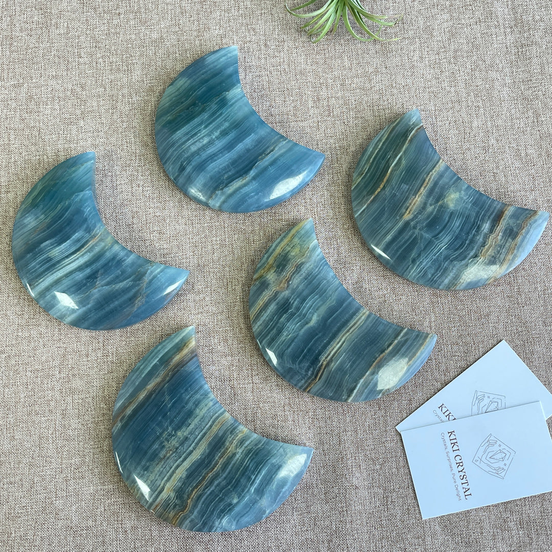 Unique, Natural Lemurian Aquatine Calcite Moon