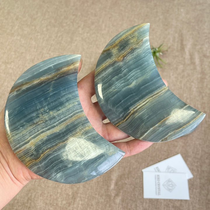 Unique, Natural Lemurian Aquatine Calcite Moon