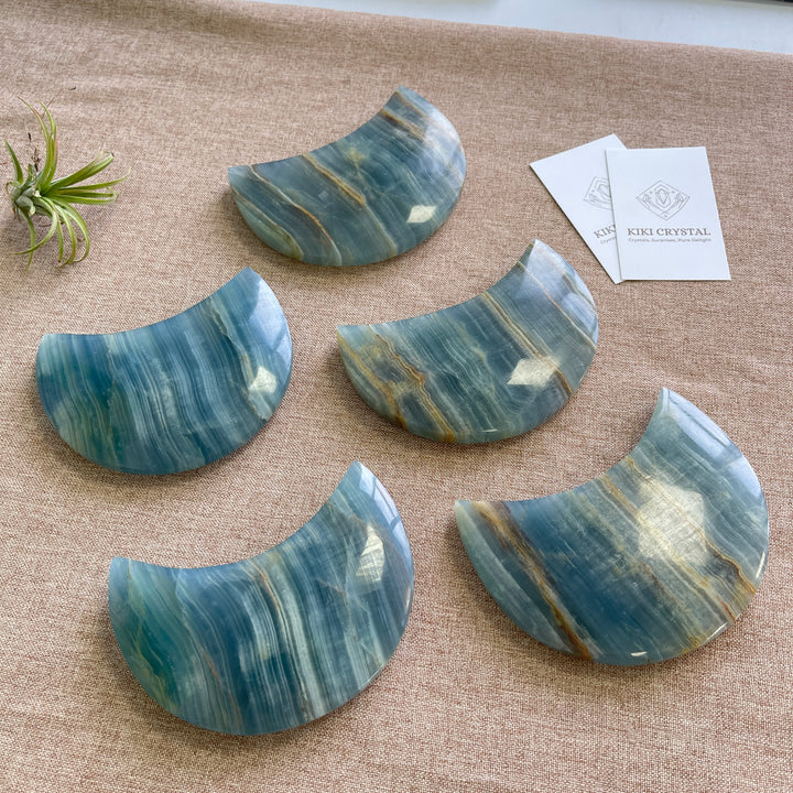 Unique, Natural Lemurian Aquatine Calcite Moon