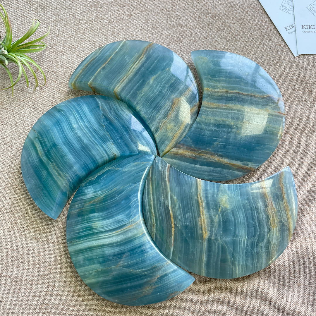 Unique, Natural Lemurian Aquatine Calcite Moon