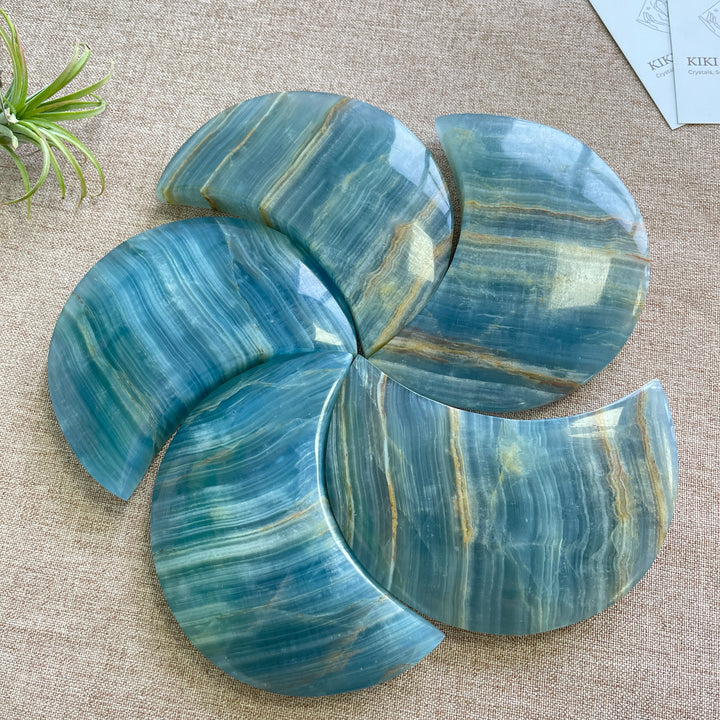 Unique, Natural Lemurian Aquatine Calcite Moon