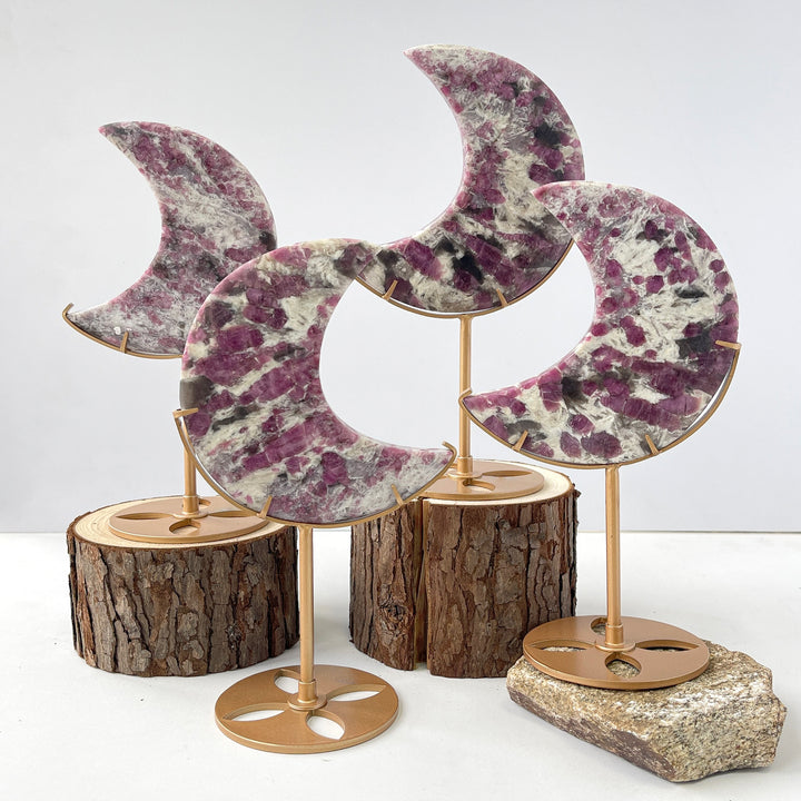 Unique, Natural Crystal Pink Tourmaline with Smoky Quartz Moon