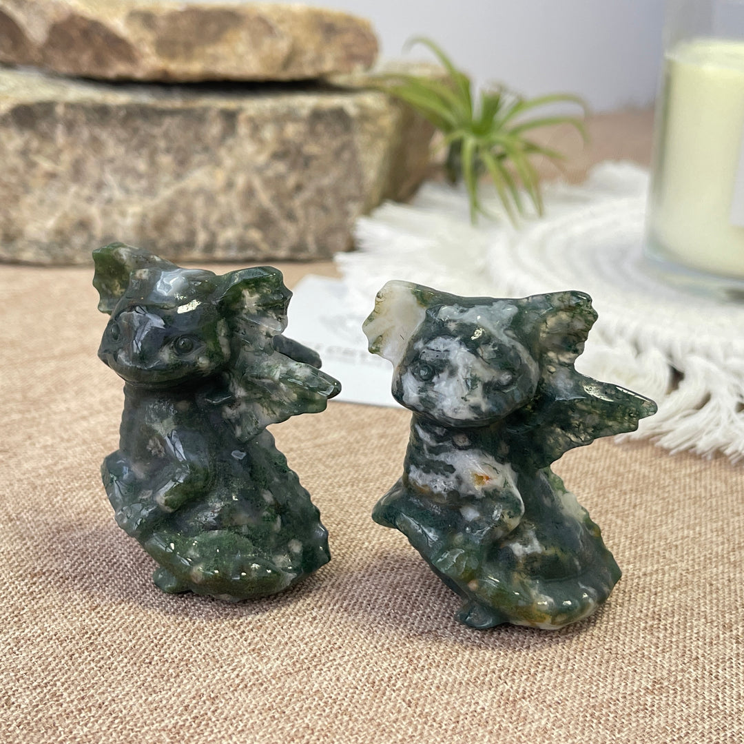 Natural Moss Agate Baby Dragon