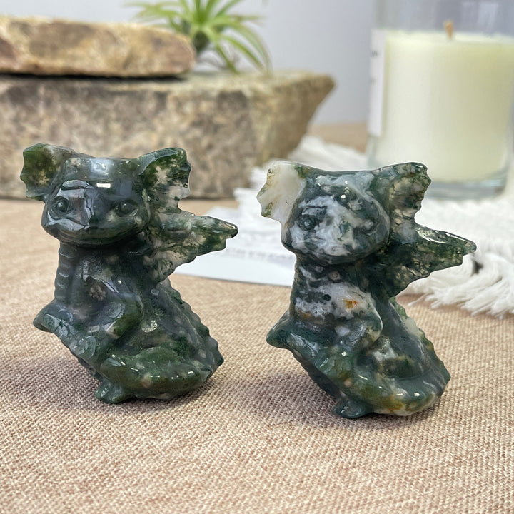 Natural Moss Agate Baby Dragon
