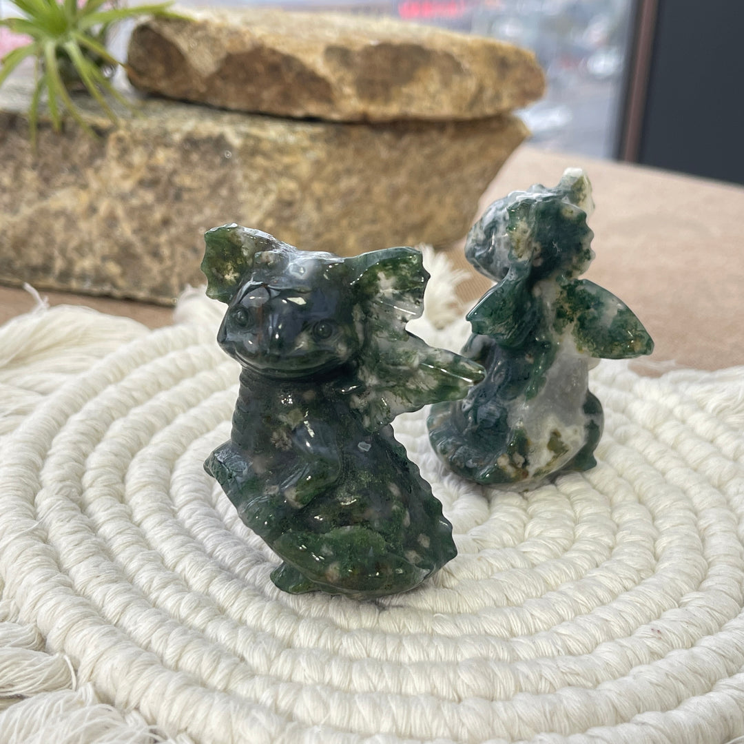 Natural Moss Agate Baby Dragon