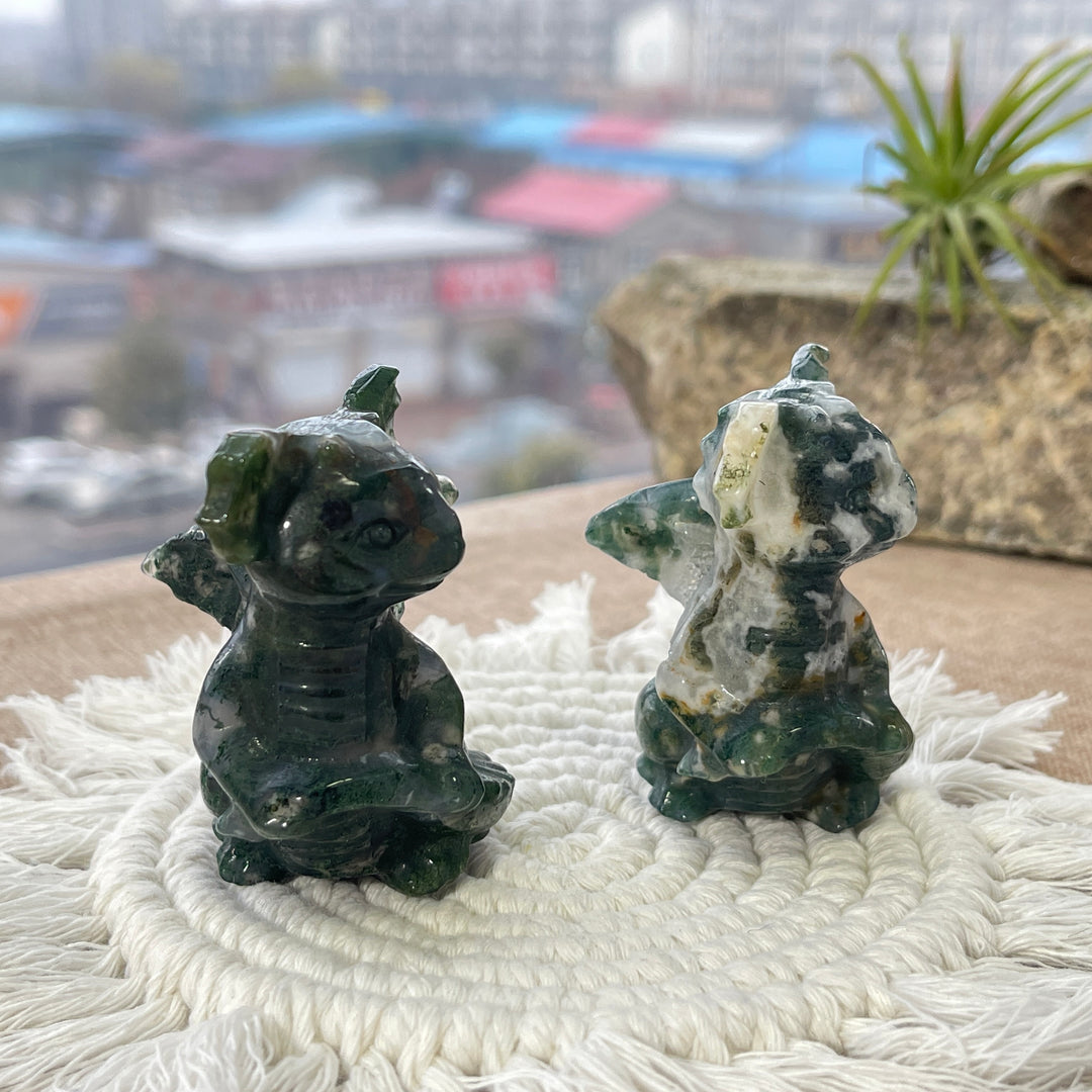 Natural Moss Agate Baby Dragon