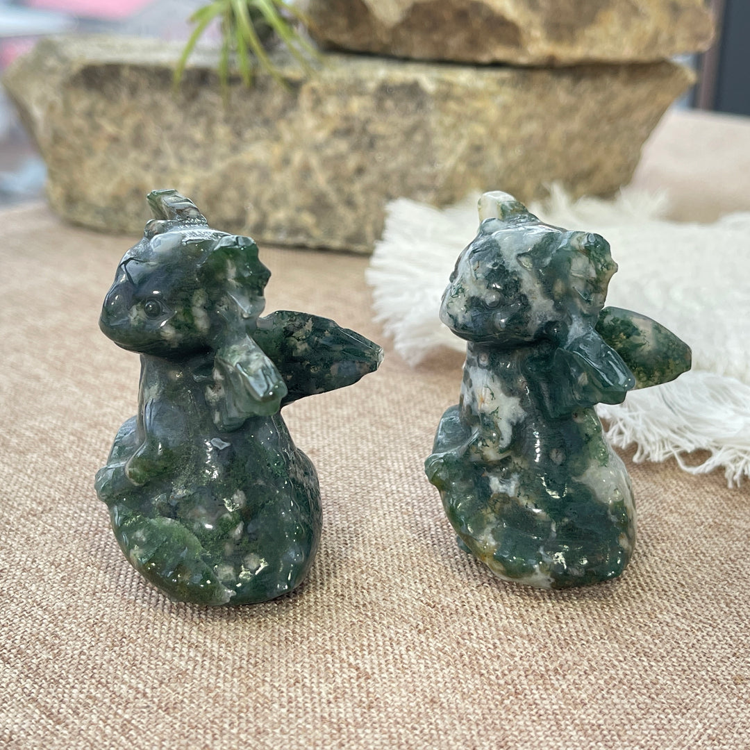 Natural Moss Agate Baby Dragon