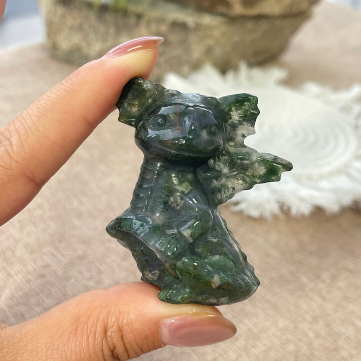 Natural Moss Agate Baby Dragon
