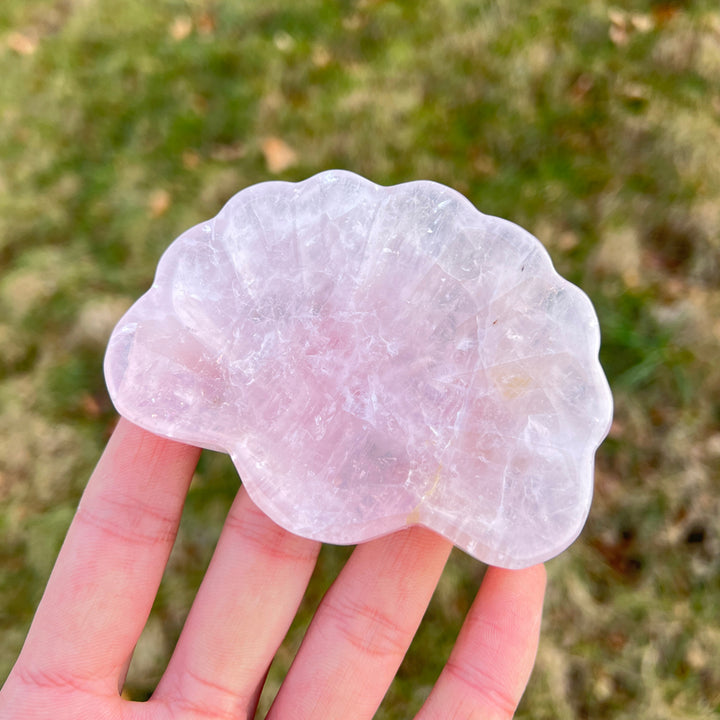 Natural Carving Rose Quartz Shell Bowl