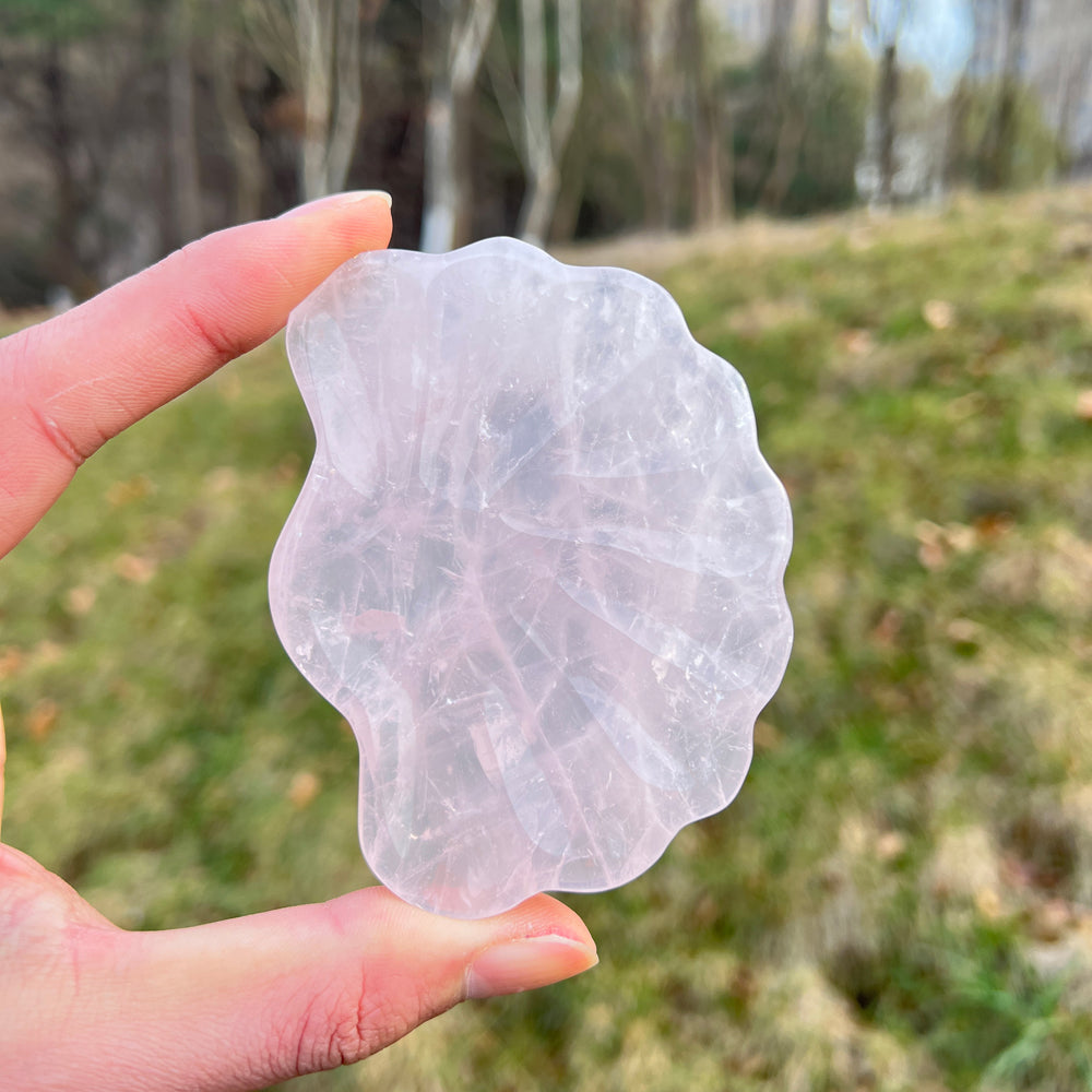 Natural Carving Rose Quartz Shell Bowl