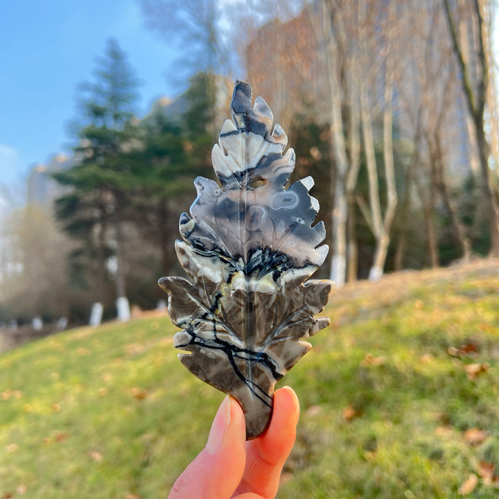 Natural Crystal Carving Leaf Decor