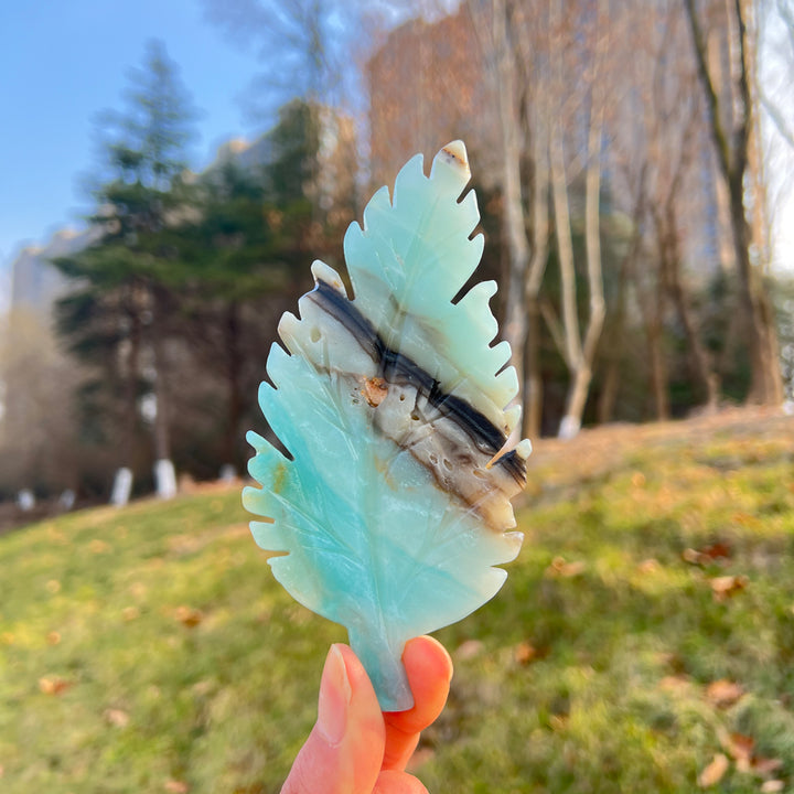 Natural Crystal Carving Leaf Decor