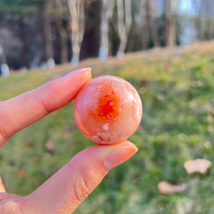 Natural Crystal Pink Flower Agate Sphere