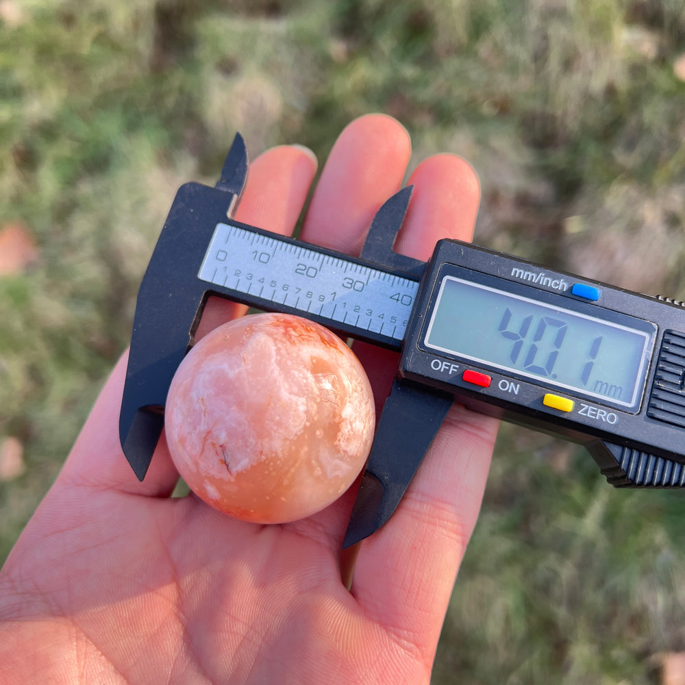 Natural Crystal Pink Flower Agate Sphere