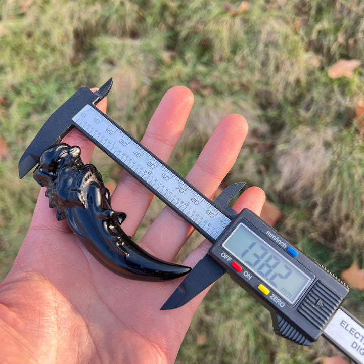 Natural Crystal Carving Obsidian Dragon Tooth