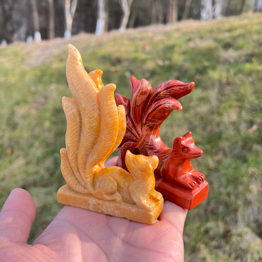 Unique,Natural Crystal Carving Nine-Tailed Fox