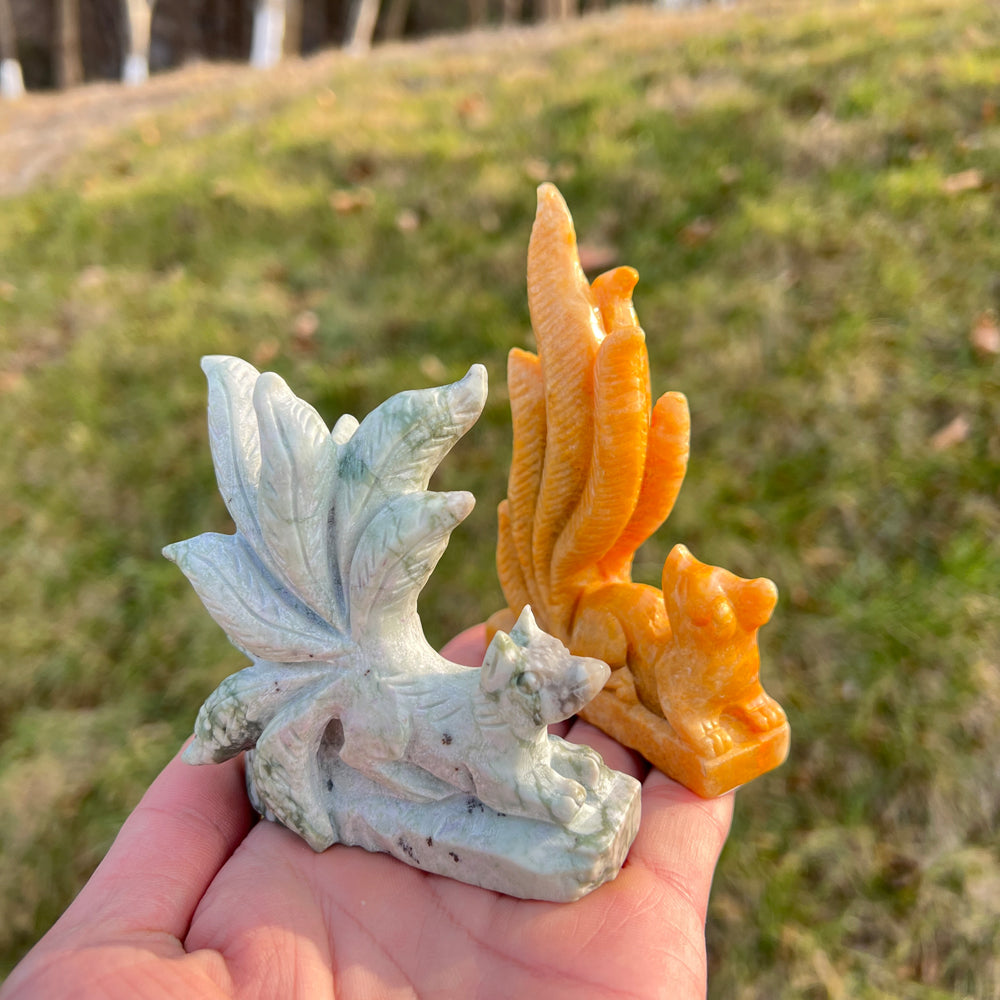 Unique,Natural Crystal Carving Nine-Tailed Fox
