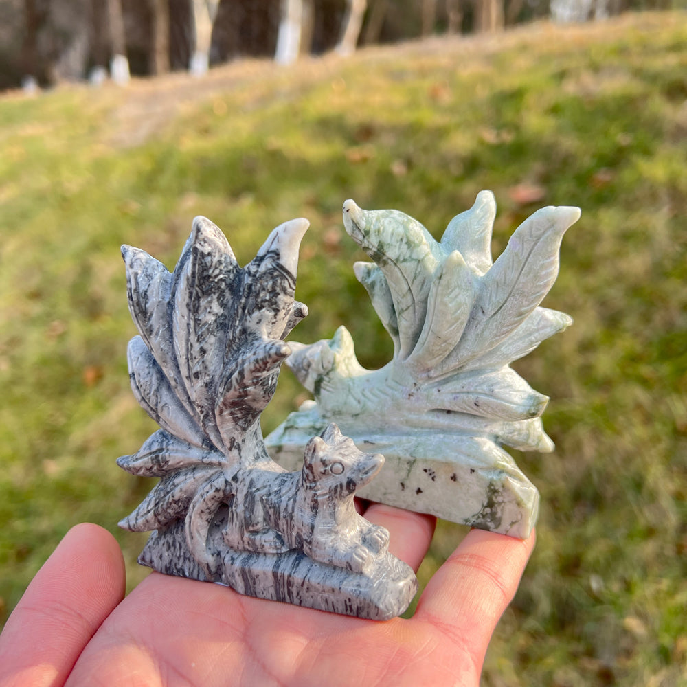 Unique,Natural Crystal Carving Nine-Tailed Fox