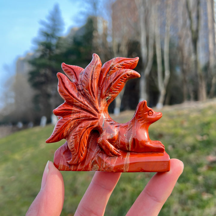 Unique,Natural Crystal Carving Nine-Tailed Fox
