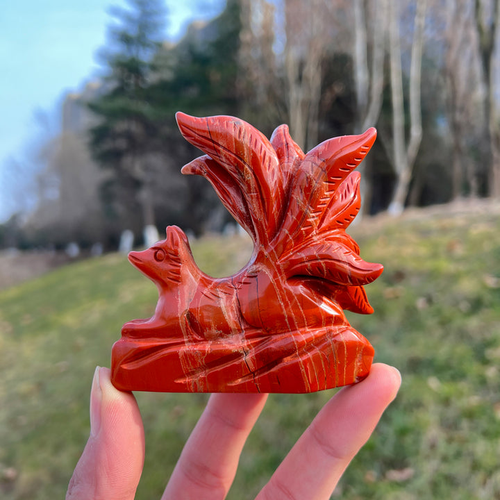 Unique,Natural Crystal Carving Nine-Tailed Fox