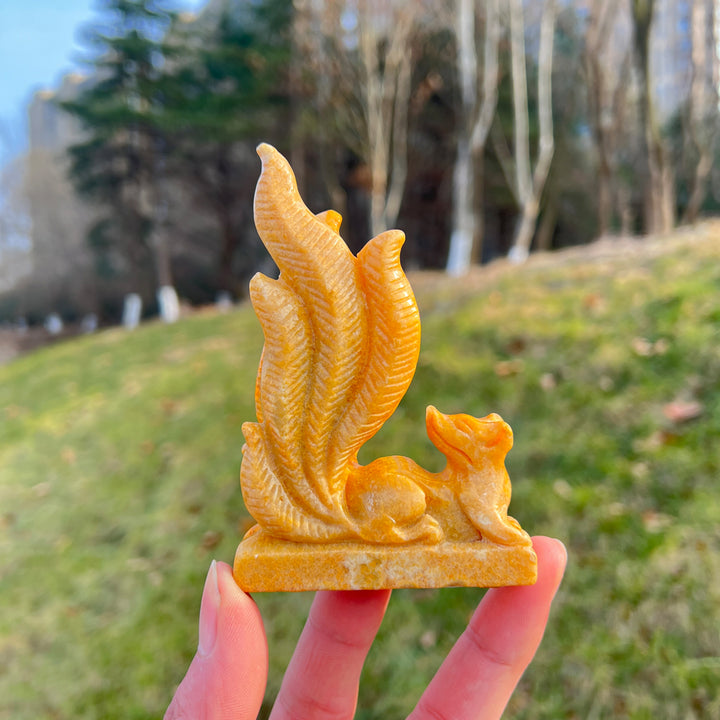 Unique,Natural Crystal Carving Nine-Tailed Fox